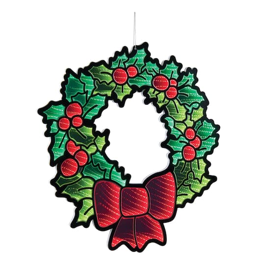 Melrose 25" Hanging Holly Wreath with Bow EkkoLight